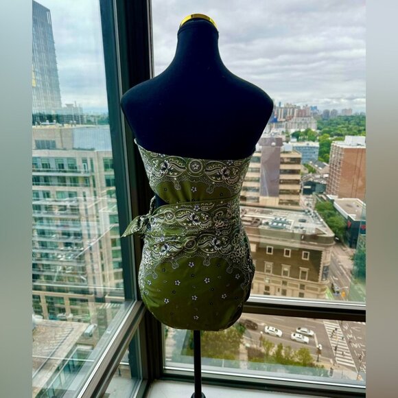 🆕 ZIMMERMANN 🧿 NWOT Paisley Scarf Sculpt Bandeau Swimsuit - Sz 3 - US 8, Green - Picture 9 of 15